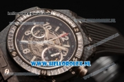 Hublot Big Bang Unico Chrono Swiss Valjoux 7750 Automatic PVD Case with Skeleton Dial PVD Bezel and Black Rubber Strap - 1:1 Original