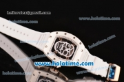 Richard Mille RM 52-01 Miyota 6T51 Automatic Rose Gold Case with White Skull Dial and White Rubber Bracelet