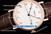 Breguet Classique Japanese Miyota 9015 Automatic Movement Rose Gold White Dial and Arabic Numeral Markers Leather Strap (FF)