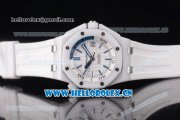 Audemars Piguet Royal Oak Offshore Diver Clone AP Calibre 3120 Automatic Ceramic Case with White Dial White Rubber Strap and Stick Markers (EF)