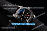 Breitling Avenger II GMT Swiss ETA 2824 Automatic Steel Case with Black Dial Black Rubber Strap and Stick Markers