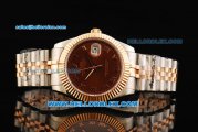 Rolex Datejust II Oyster Perpetual Automatic Movement Steel Case with Brown Dial and Rose Gold Bezel-Two Tone Strap