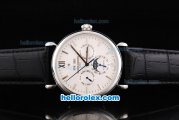 Vacheron Constantin Perpetual Calendar Automatic Movement Silver Case with White Dial and Black Leather Strap