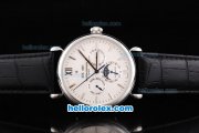 Vacheron Constantin Perpetual Calendar Automatic Movement Silver Case with White Dial and Black Leather Strap Vacheron Constantin Perpetual Calendar Automatic Movement Silver Case with White Dial and Black Leather Strap