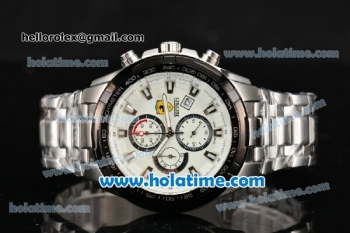 Ferrari Rattrapante Chrono Miyota OS10 Quartz Steel Case with PVD Bezel White Dial and Stick Markers