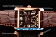 Cariter Tank MC Swiss ETA 2824 Automatic Rose Gold Case with Brown Dial Brown Leather Strap and Roman Numeral Markers