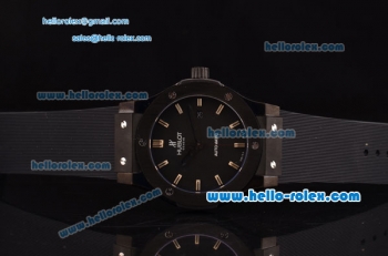 Hublot Classic Fusion Swiss ETA 2824 Automatic Ceramic Case with Stick Markers Black Rubber Strap and Black Dial 1:1 Original