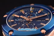 IWC Ingenieur Doppelchronograph Asia ST17 Automatic Rose Gold Case with Blue Bezel and Blue Dial - 7750 Coating