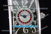 Franck Muller Long Island Las Vegas Asia 2813 Automatic Steel Case with Green Dial Arabic Numeral Markers and Green Leather Strap