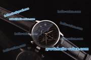 IWC Portuguese Chronograph Miyota Quartz Steel Case with Black Carbon Fiber Dial and Silver Arabic Numeral Markers