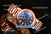 Cartier Rotonde De Miyota Quartz Rose Gold Case/Bracelet with Blue Dial and White Roman Numeral Markers