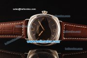 Panerai Radiomir Asia 6497 Manual Winding Steel Case with Black Dial and Brown Leather Strap-Beige Markers