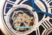 Cartier ballon bleu de Cartier Swiss Tourbillon Manual Winding Movement Steel Case with Black Dial and Black Leather Strap