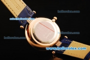 Chopard Happy Sport Swiss Quartz Movement Rose Gold Case with Diamond Bezel and MOP Dial - Blue Leather Strap