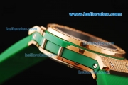 Hublot Big Bang King Swiss Quartz Movement Diamond Case and Bezel with Green Rubber Strap