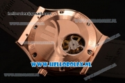 Hublot Classic Fusion Tourbillon Manual Winding Rose Gold Case with White Dial and Black Leather Strap