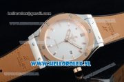 Hublot Classic Fusion Miyota 9015 Automatic Rose Gold Case with White Dial Stick Markers and Light Orange Genuine Leather Strap