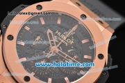 Hublot Big Bang Aero Bang Chrono Swiss Valjoux 7750 Automatic Rose Gold Case with Stick Markers and Skeleton Dial