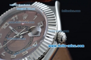 Rolex Sky-Dweller Asia 2813 Automatic Stainless Steel Case with Brown Leather Strap and Brown Dial