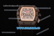 Richard Mille RM 011 Felipe Massa Flyback Chronograph Swiss Valjoux 7750 Automatic Carbon Fiber Case with Skeleton Dial and Rose Gold Inner Bezel - 1:1 Original