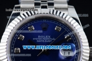 Rolex Datejust II Swiss ETA 2836 Automatic Steel Case with Blue Dial Diamonds Markers and Stainless Steel Bracelet (BP)