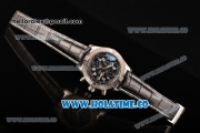 Breitling Avenger Seawolf Miyota Quartz Steel Case with Black Dial and Black Leather Strap - Arabic Numeral Markers