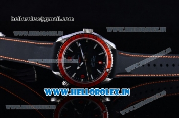 Omega Seamaster Planet Ocean GMT Asia 2813 Automatic Steel Case with Black Dial Black Rubber Strap and Orange Bezel