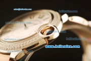 Cartier Ballon Bleu De Swiss ETA Quartz Steel Case with Diamond Bezel and Beige Dial-Rose Gold and Steel Strap