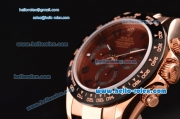 Rolex Daytona Chronograph Swiss Valjoux 7750 Automatic Rose Gold Case with Brown Dial Black Leather Strap