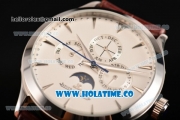 Jaeger-LECoultre Master Perpetual Calendar Asia Automatic Steel Case with White Dial and Stick Markers