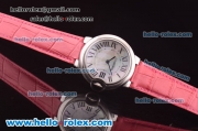 Cartier Ballon bleu de Swiss Quartz Steel Case with White MOP Dial and Pink Leather Strap