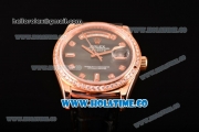Rolex Day-Date Asia Automatic Rose Gold Case with Diamonds Markers Black MOP Dial - Diamonds Bezel (BP)