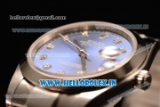 Rolex Datejust Oyster Perpetual Swiss ETA 2836 Automatic Steel Case Blue Dial With Diamonds Markers Steel Bracelet (BP)