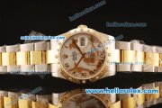 Rolex Datejust Swiss ETA 2836 Automatic Full Steel with Yellow Gold/Diamonds Bezel and White MOP Dial