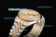 Rolex Datejust Automatic Movement with Diamond Bezel/ Markers and Two Tone Strap