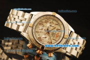 Breitling Chronomat B01 Chronograph Miyota Quartz Full Steel with White Dial and Rose Gold Roman Markers