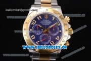 Rolex Daytona Clone Rolex 4130 Automatic Two Tone Case/Bracelet with Blue Dial and Arabic Numeral Markers (EF)