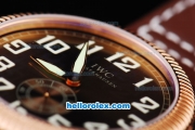IWC Schaffhausen Asia Manual Winding Movement Rose Gold Case with Brown Dial and Gold Marking-Brown Leather Strap