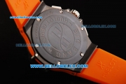 Hublot Big Bang Chronograph Swiss Quartz Movement PVD Case with Orange Diamond Bezel and Orange Rubber Strap-Lady Model