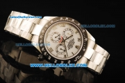 Rolex Daytona Chronograph Swiss Valjoux 7750 Automatic Movement White Dial with PVD Bezel and Steel Strap