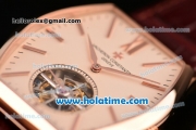 Vacheron Constantin Malte Tourbillon Swiss Tourbillon Manual Winding Rose Gold Case with Brown Alligator Strap and Beige Dial