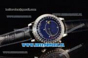 Patek Philippe Grand Complication Sky Moon Celestial Compass Miyota 9015 Automatic Steel Case with Blue Dial and Black Genuine Leather Strap (GF)