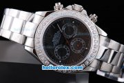 Rolex Daytona Oyster Perpetual Chronometer Automatic ETA Case with White Diamond Bezel,Black MOP Dial and Roman Marking Rolex Daytona Oyster Perpetual Chronometer Automatic ETA Case with White Diamond Bezel,Black MOP Dial and Roman Marking