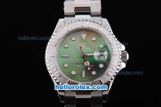 Rolex Yacht-Master Oyster Perpetual Chronometer Automatic ETA Case with Green Shell Dial,White Bezel and White Round Bearl Marking-Small Calendar