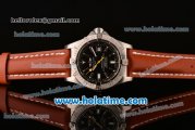 Breitling Avenger Seawolf Swiss ETA 2836 Automatic Stainless Steel Case with Brown Leather Bracelet Stick Markers and Black Dial
