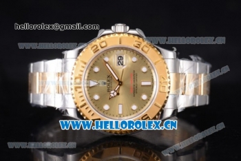 Rolex Yacht-Master Swiss ETA 2836 Automatic Two Tone Case/Bracelet with Yellow Gold Dial and Dot Markers - 1:1 Original (J12)