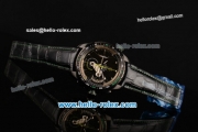 Tag Heuer Grand Carrera Calibre 36 RS Caliper Chrono Miyota OS20 Quartz PVD Case with Black Leather Strap Green Second Hand and Black Dial - 7750 Coating