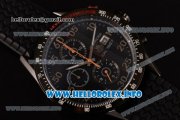 Tag Heuer Carrera Calibre 1887 Automatic Chronograph Miyota Quartz PVD Case with Black Dial Orange Second Hand and Black Rubber Strap