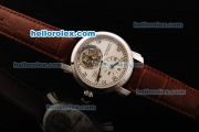 Vacheron Constantin Tourbillon Chronometer Swiss Manual Winding Movement Steel Case with White Dial and Brown Leather Strap