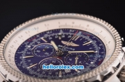 Breitling For Bentley chronograph Quartz Movement with Leather Strap and Blue Dial